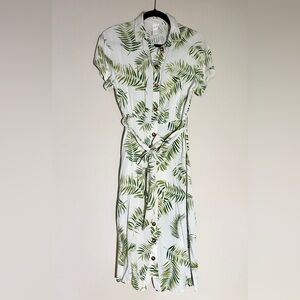 H&M Green Leaf Print Midi Dress